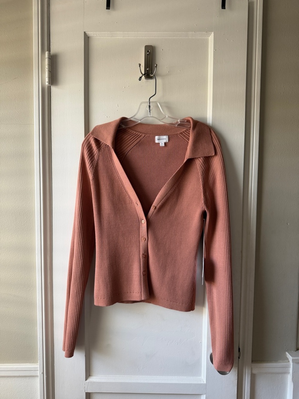 Revolve Song of Style Ribbed Button-Front Sweater - Dusty Rose